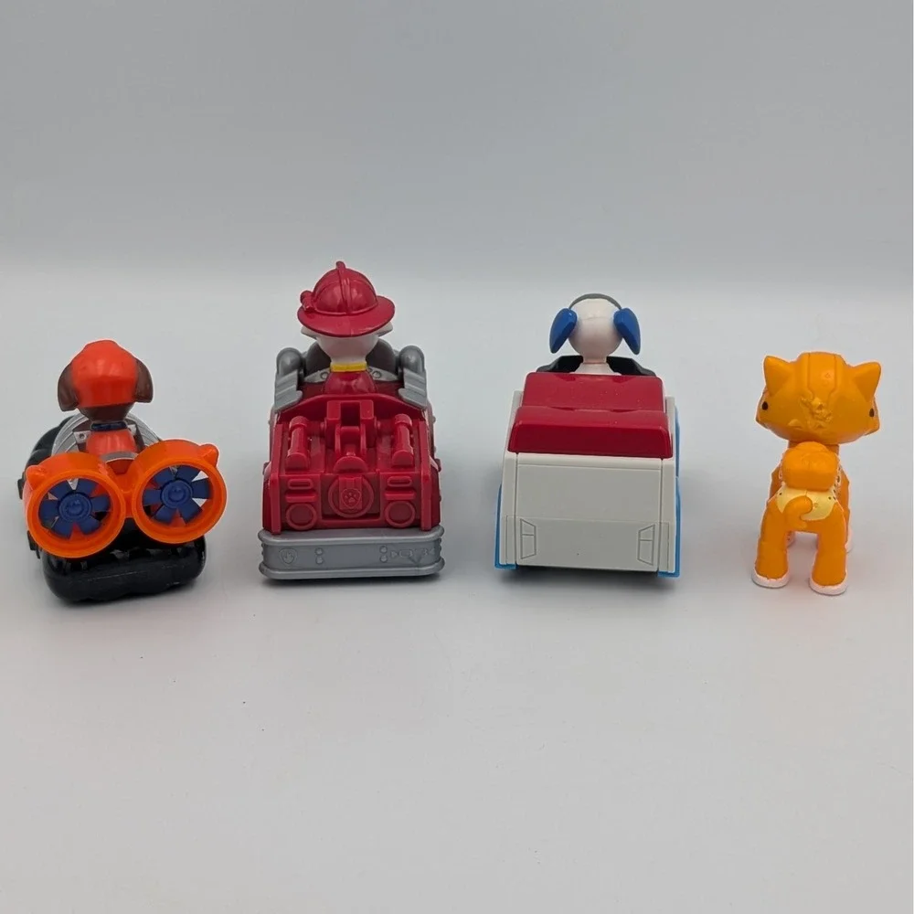 Paw Patrol Toy Vehicle Lot Marshall Zuma Police Cruiser Wild Cat Figure 4pc Set